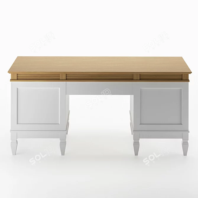 Rustic Pine Writing Desk 3D model image 3