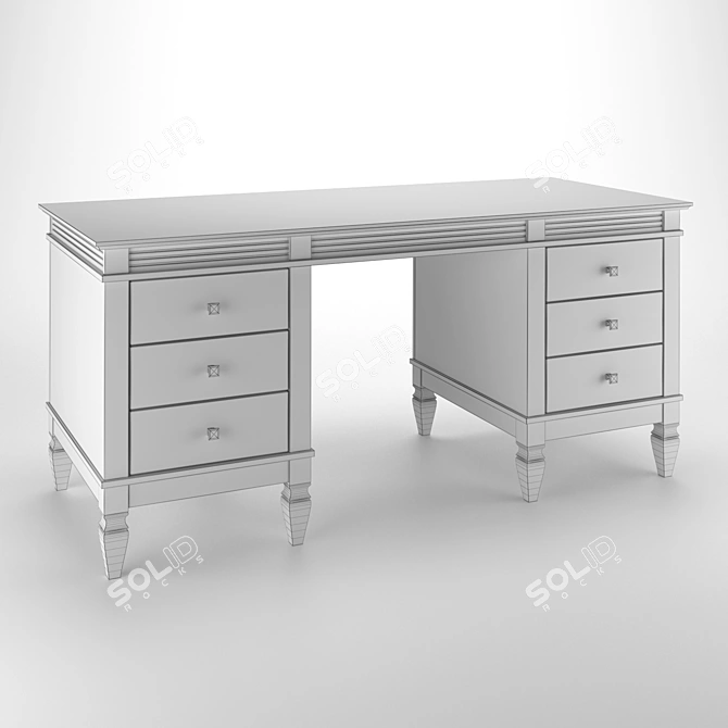 Rustic Pine Writing Desk 3D model image 4