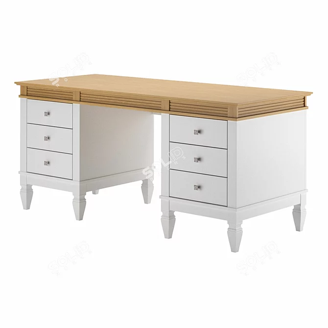 Rustic Pine Writing Desk 3D model image 5