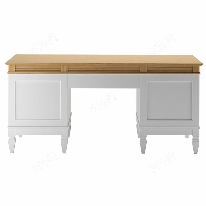 Rustic Pine Writing Desk 3D model image 6