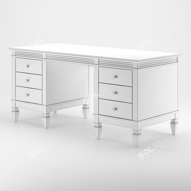 Rustic Pine Writing Desk 3D model image 7