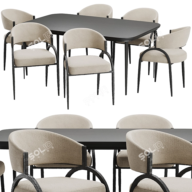 Contemporary Dining Chair & Table 3D model image 1