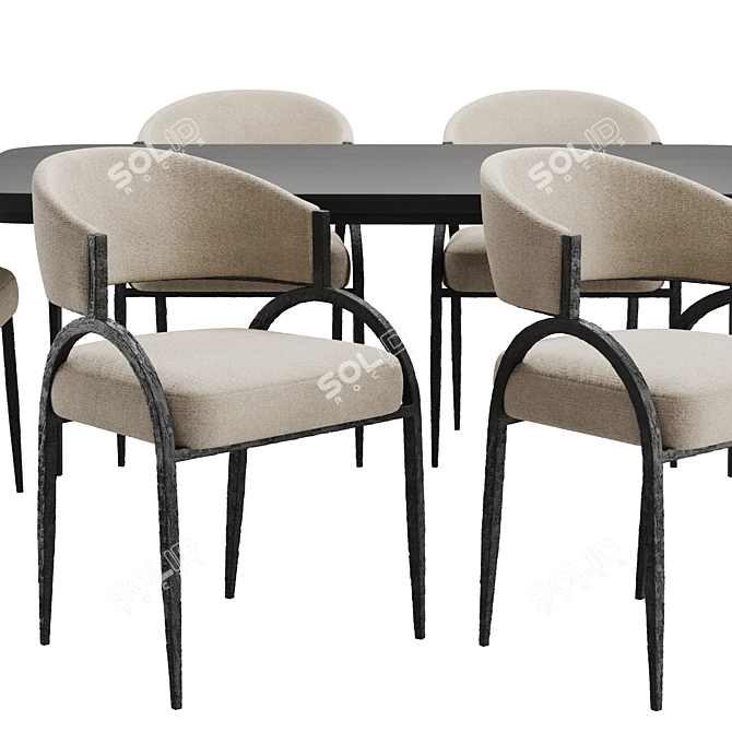 Contemporary Dining Chair & Table 3D model image 2