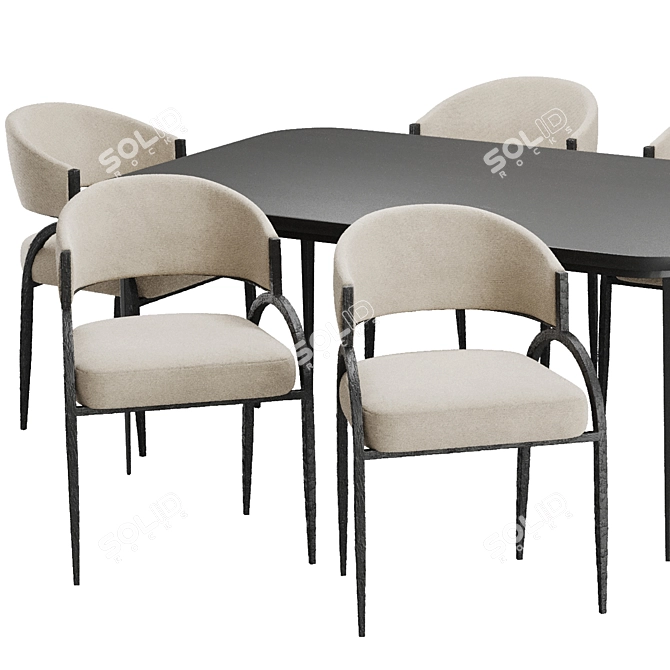 Contemporary Dining Chair & Table 3D model image 3