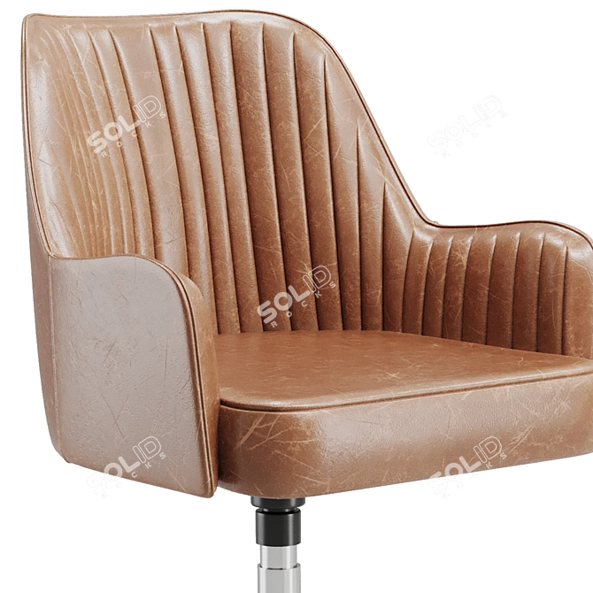 Vintage Brown Leather Swivel Chair 3D model image 3