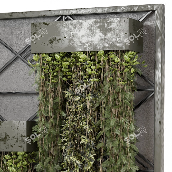 Metal Shelf Set with Hanging Plants 3D model image 3