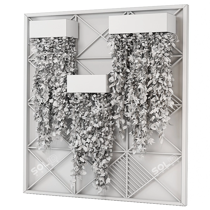 Metal Shelf Set with Hanging Plants 3D model image 6