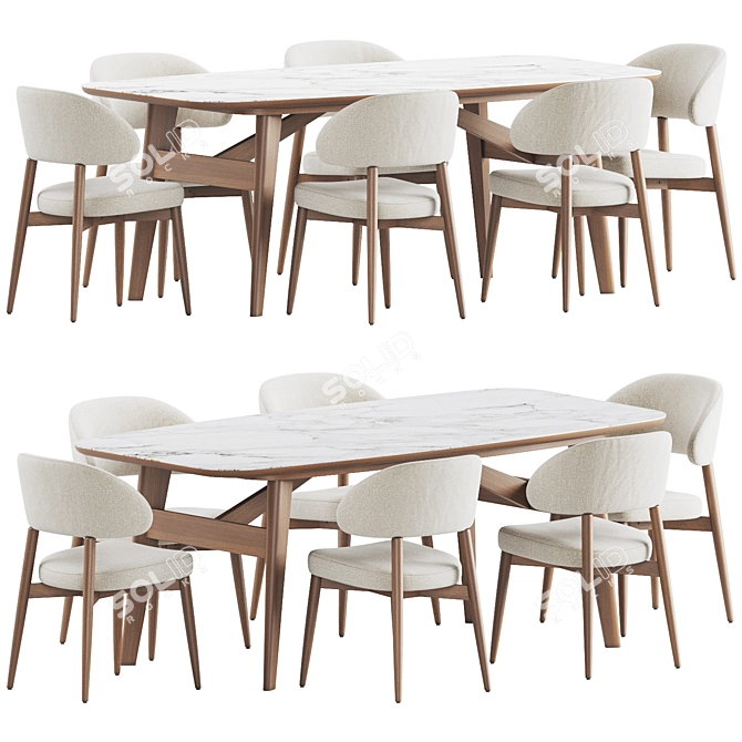 Elegant Dining Set with Hyde Chair and Abrey Table 3D model image 1