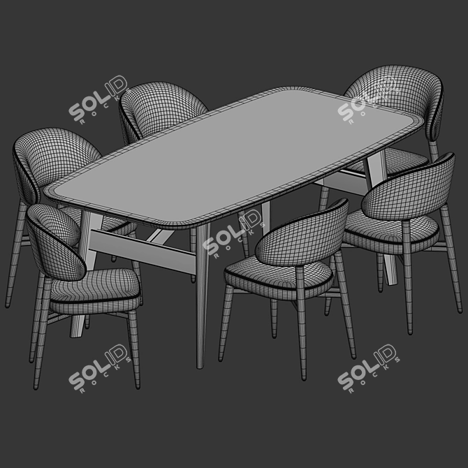 Elegant Dining Set with Hyde Chair and Abrey Table 3D model image 3