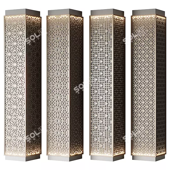 Perforated Metal Columns Set 3D model image 1