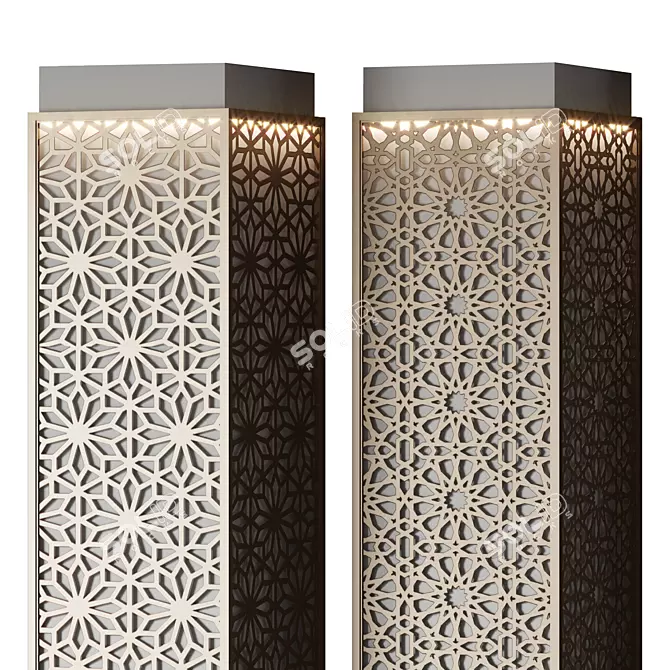 Perforated Metal Columns Set 3D model image 2