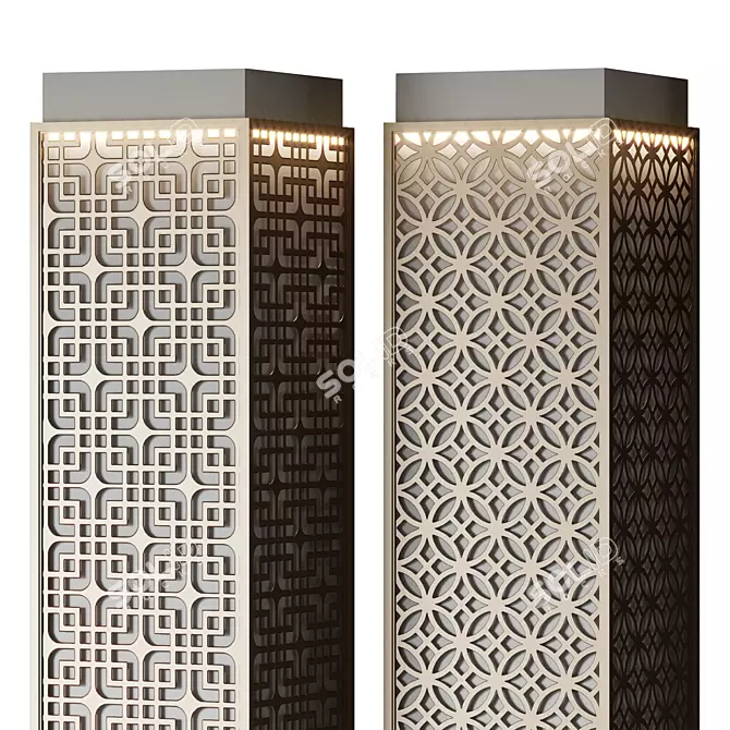 Perforated Metal Columns Set 3D model image 3