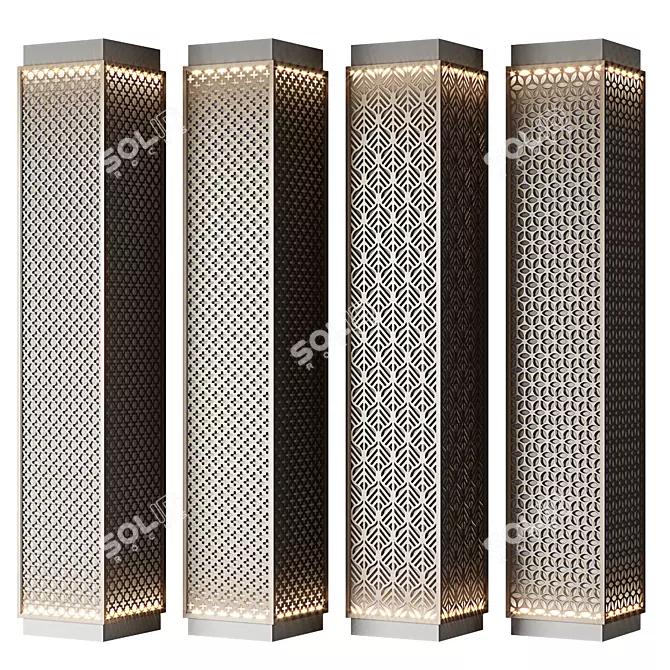 Perforated Metal Columns Set 3D model image 5