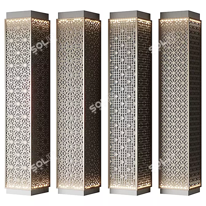 Perforated Metal Columns Set 3D model image 6