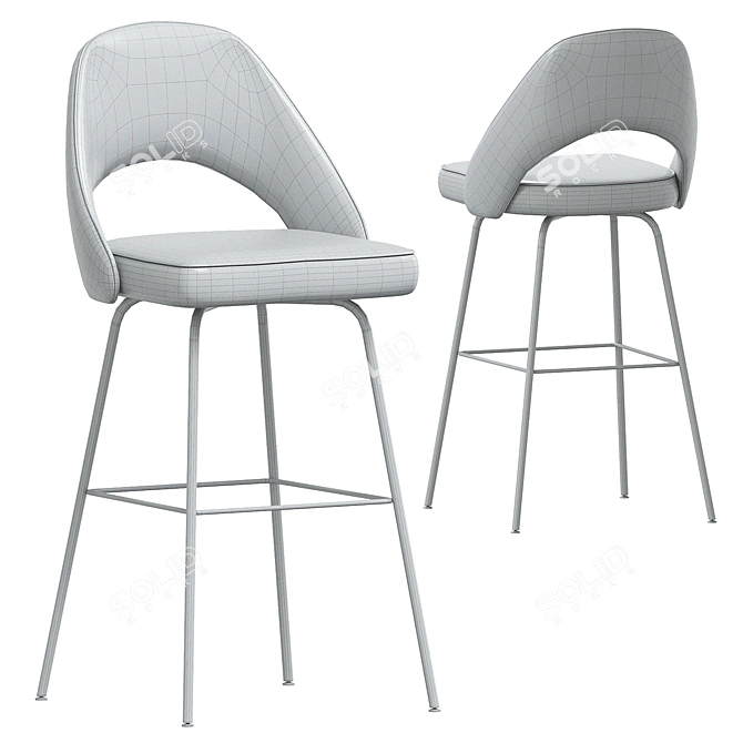 Sleek Metal Barber Stool 3D model image 2