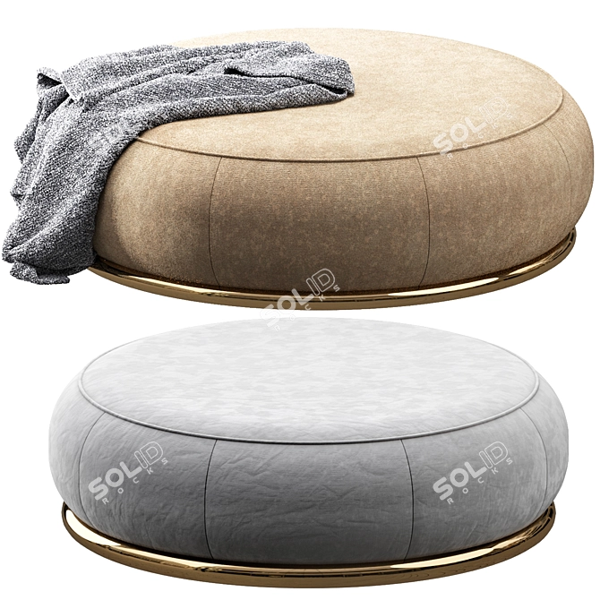 Elegant Round Brown Ottoman 3D model image 1