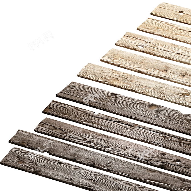 Vintage Wood Boards Set 3D model image 2