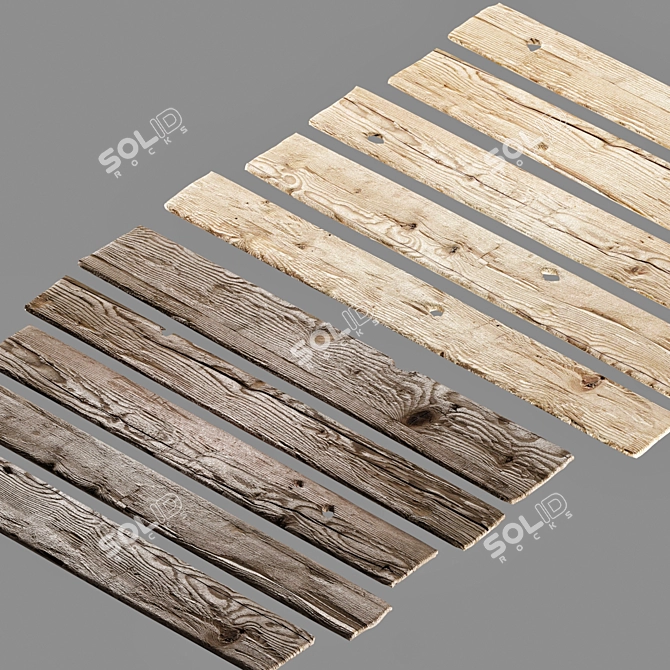 Vintage Wood Boards Set 3D model image 3