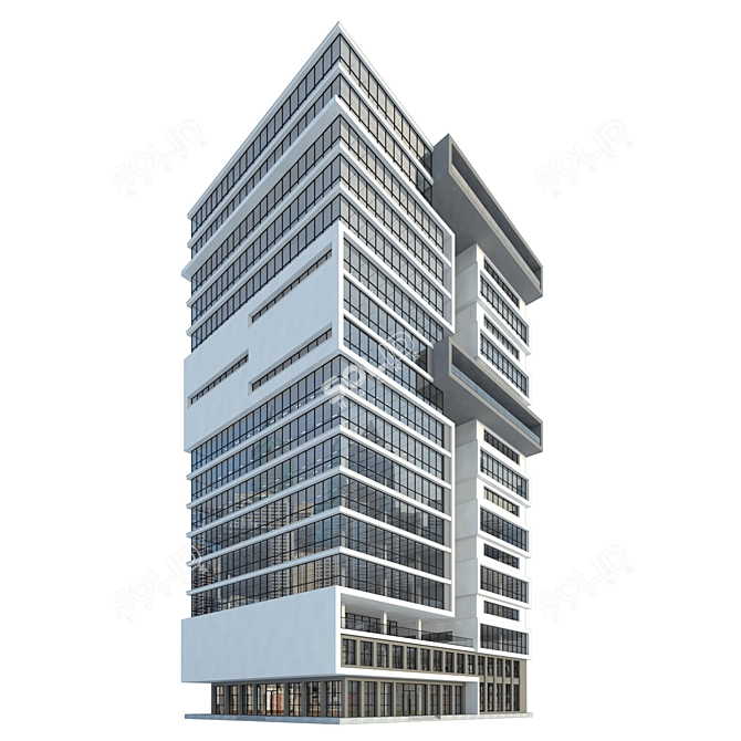 Modern High-Rise Office Building Model 3D model image 1