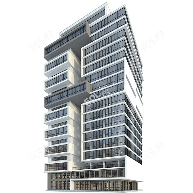 Modern High-Rise Office Building Model 3D model image 2