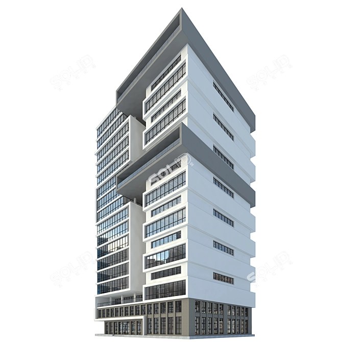 Modern High-Rise Office Building Model 3D model image 3