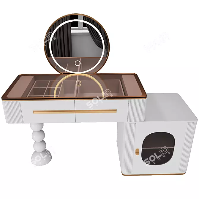 Modern Makeup Vanity with LED Lights 3D model image 4