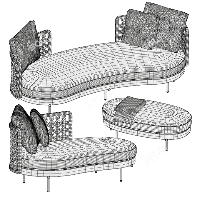 Elegant Torii Outdoor Sofa Set 3D model image 6
