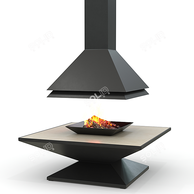  Panoramic Hanging Fireplace CANDLE 3D model image 2