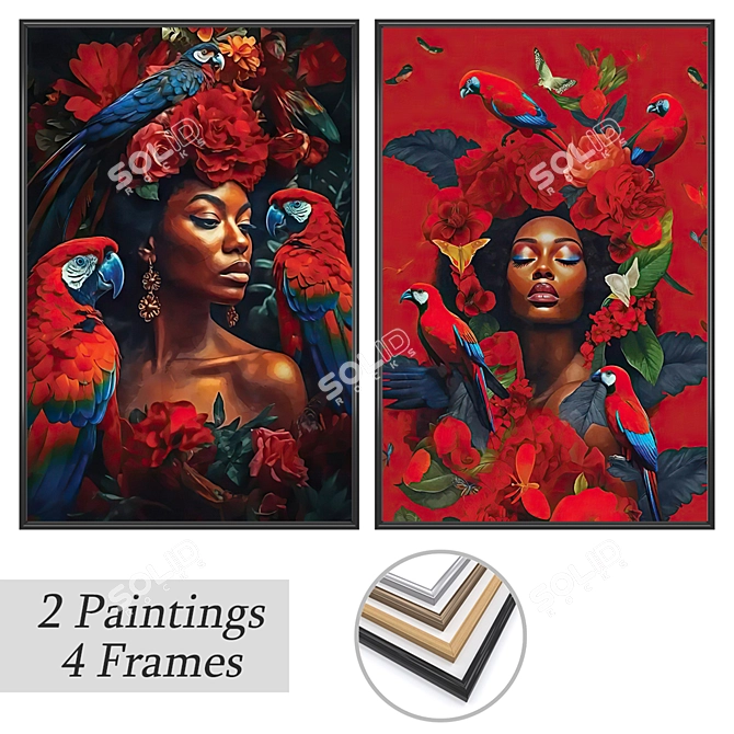 Artwork Set with Multiple Frames 3D model image 1