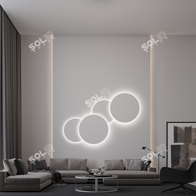 LED Disc Wall Light Combination 3D model image 4