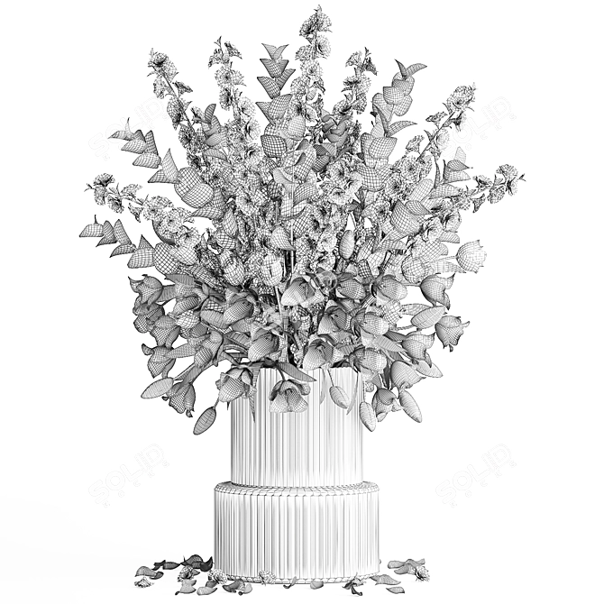 Cherry Blossom Tulip Vase Bouquet 3D model image 7