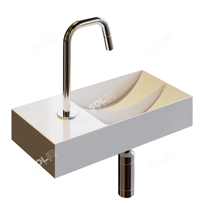 Vale Small Matte White Sink 3D model image 2