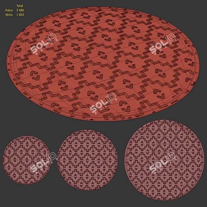 Idris Hand-Woven Round Carpet 3D model image 6