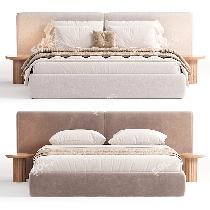 Sleek Double Bed Frame 3D model image 3