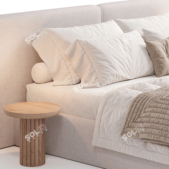 Sleek Double Bed Frame 3D model image 4