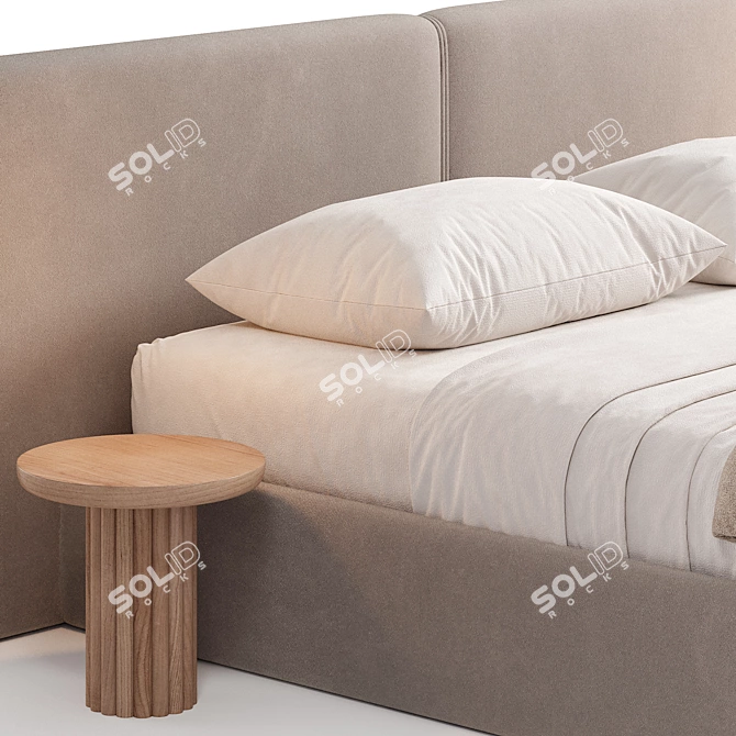 Sleek Double Bed Frame 3D model image 5