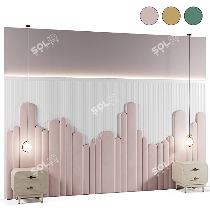 Bed Headboard in Three Design Options 3D model image 1