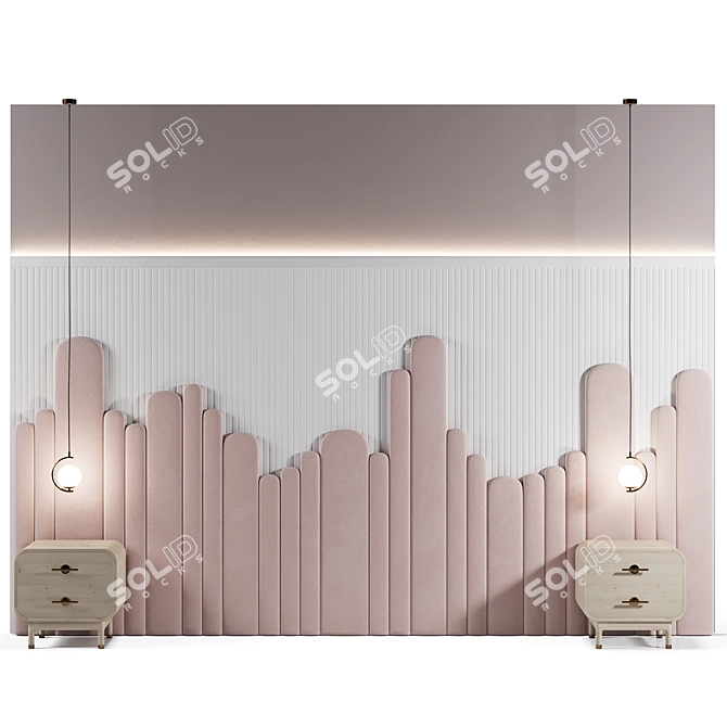 Bed Headboard in Three Design Options 3D model image 2