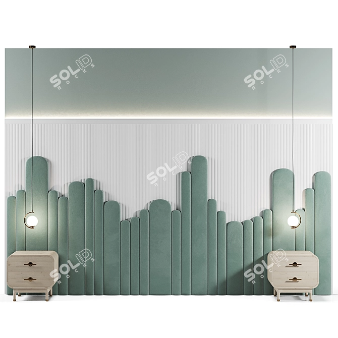 Bed Headboard in Three Design Options 3D model image 3