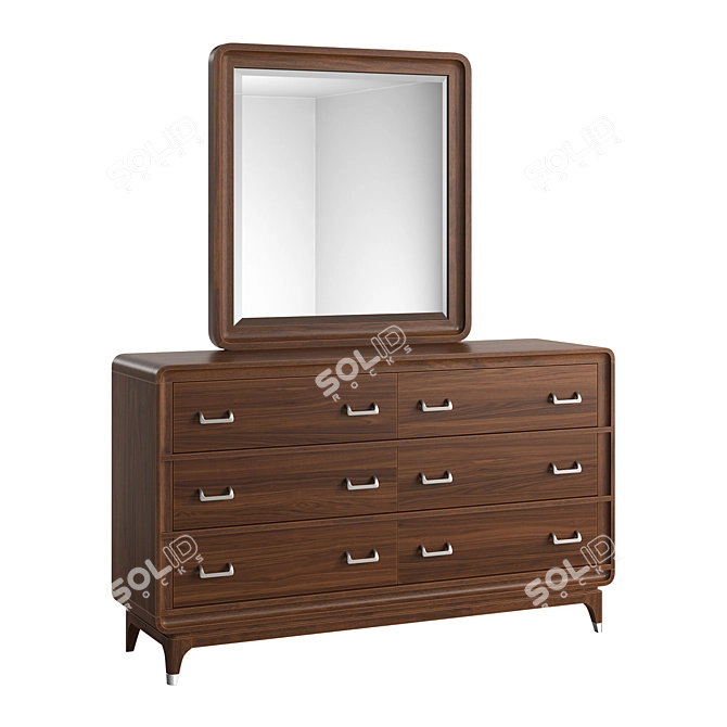 Chicago Walnut Dresser Set 3D model image 1