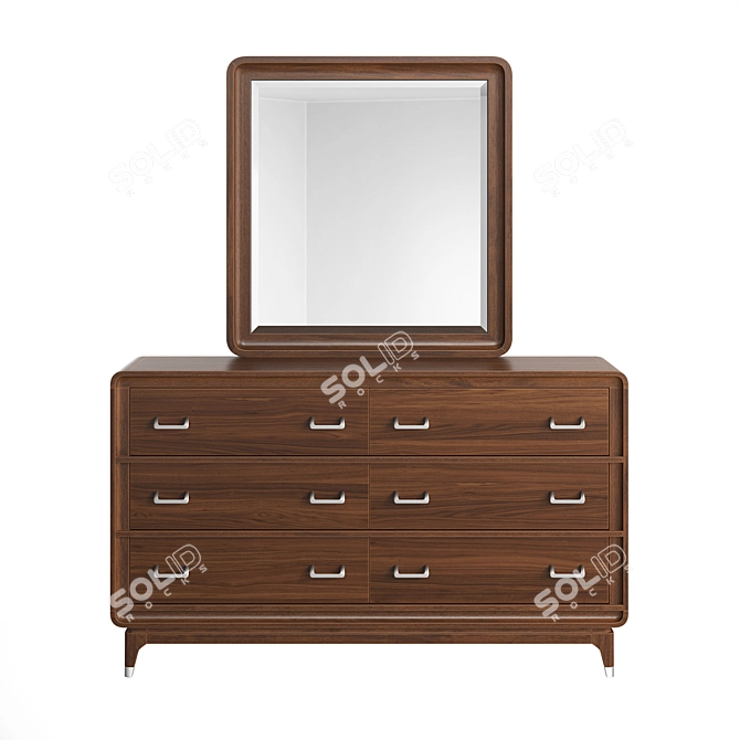 Chicago Walnut Dresser Set 3D model image 2