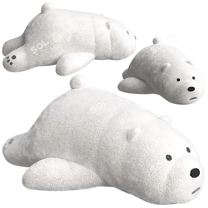 Soft Toy White Bear Plush 3D model image 3