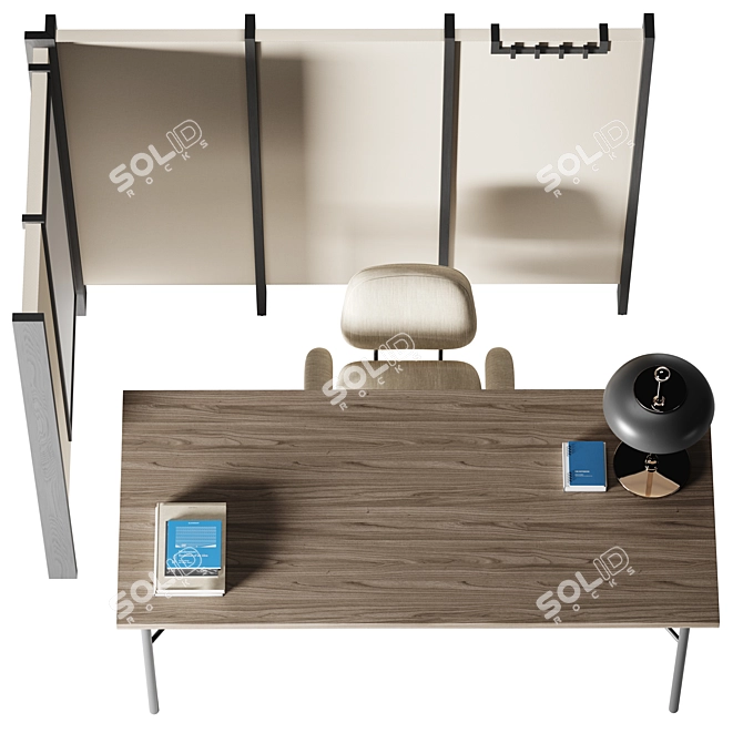 Open Office Workstation with Partitions 3D model image 4