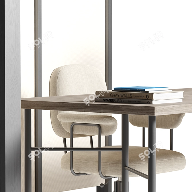 Open Office Workstation with Partitions 3D model image 6