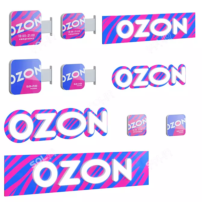 OZON Marketplace Signage Set 3D model image 1