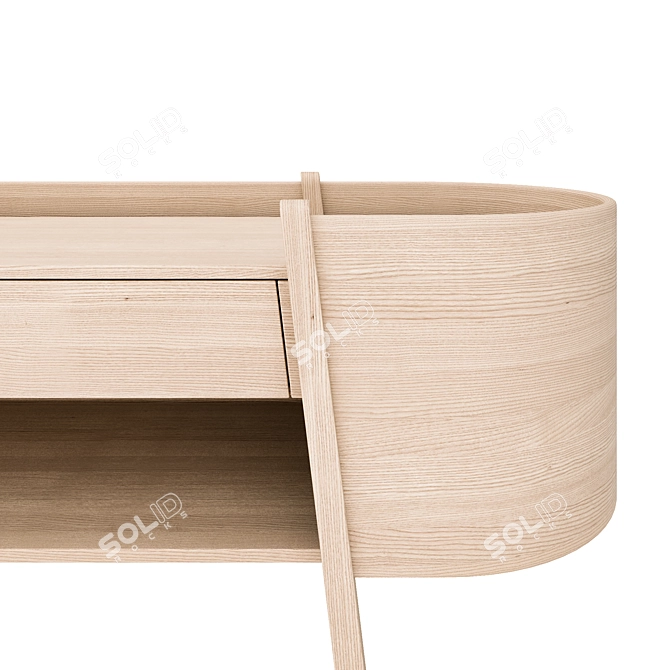 Curved Elegance Sideboard Japandi Style 3D model image 2