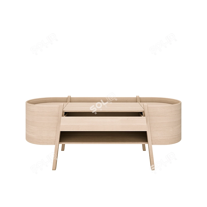 Curved Elegance Sideboard Japandi Style 3D model image 5