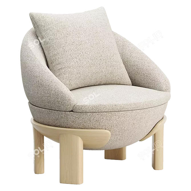 Elegant Tambour Armchair Design 3D model image 1