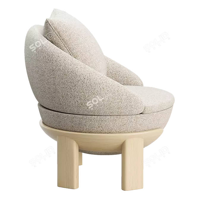 Elegant Tambour Armchair Design 3D model image 2