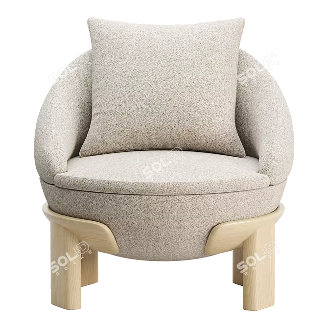 Elegant Tambour Armchair Design 3D model image 3